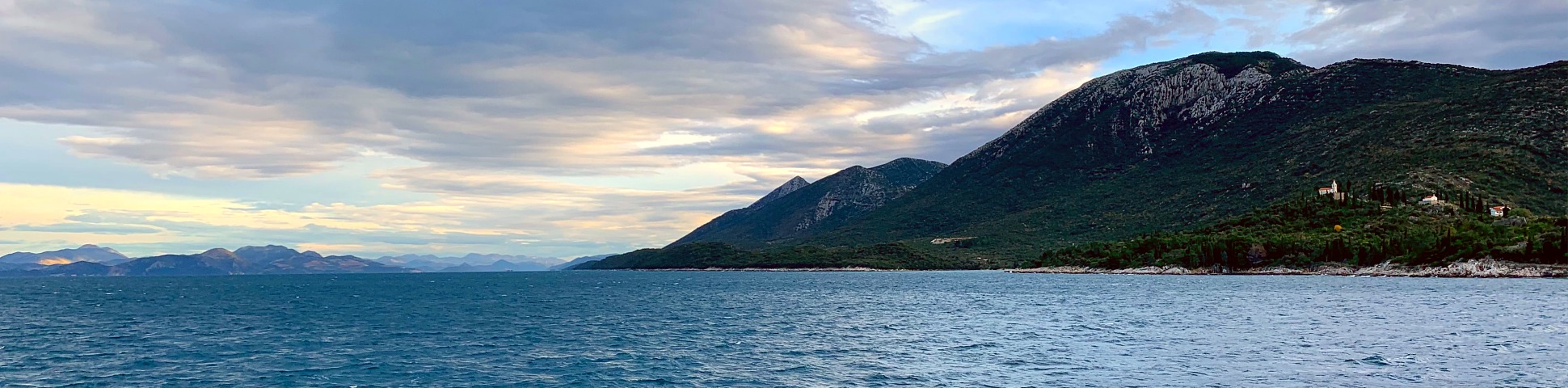 Wide-angle view of the Adriatic Sea and the coast of Croatia