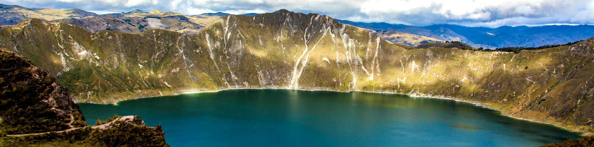 Quilotoa crater in Ecuadorian Andes
