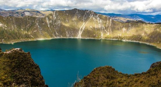 Quilotoa crater in Ecuadorian Andes