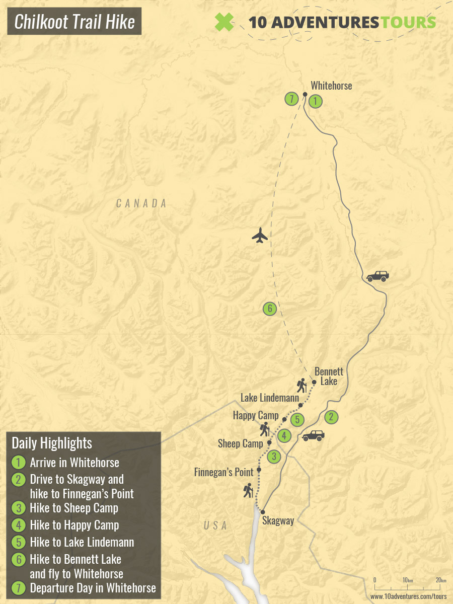 Map of Chilkoot Trail Hike