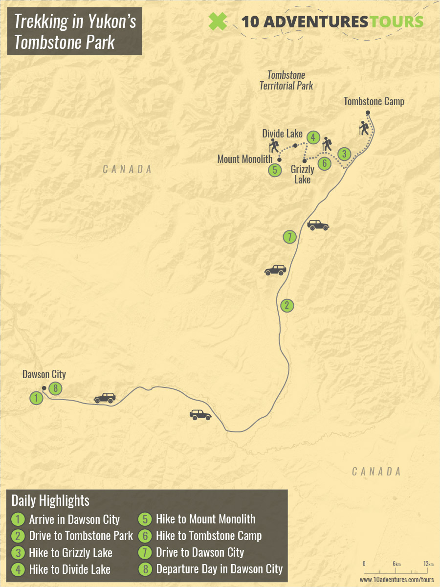Map of Trekking in Yukon’s Tombstone Park