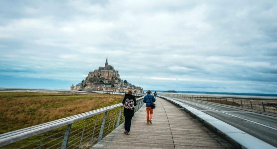 Approaching the coast and the castle at Normandy
