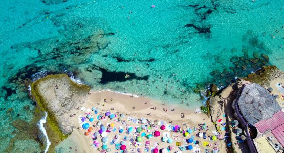 Beach in one of Balearic Islands as seen from above (Spain)