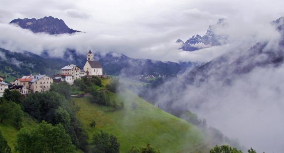 Cloudy valley in Veneto region (Italy)