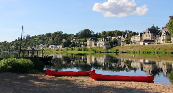 Two red boats near the Loire river, Pays de la Loire