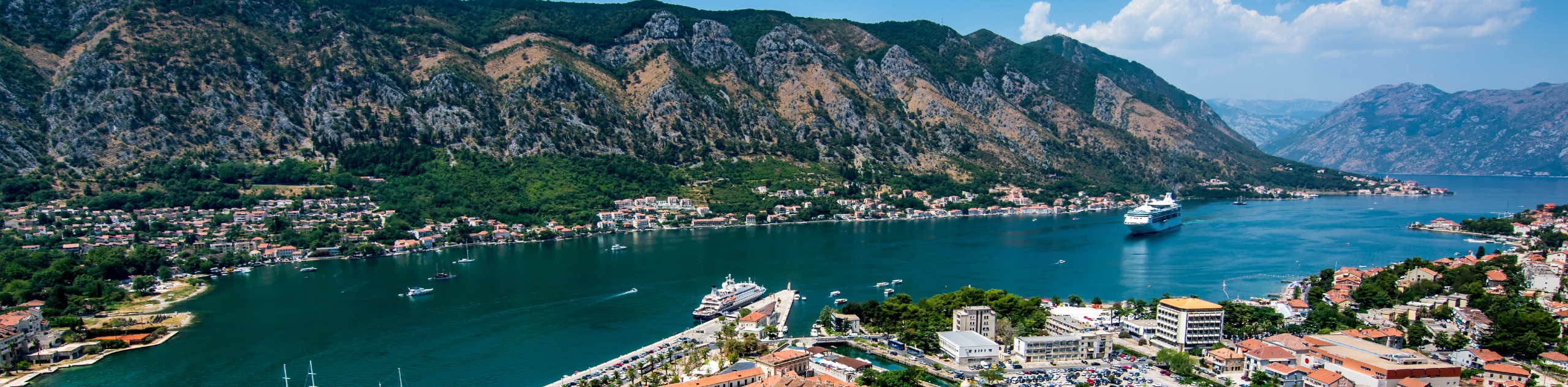 Cruise ship near one of the coastal towns of Montenegro