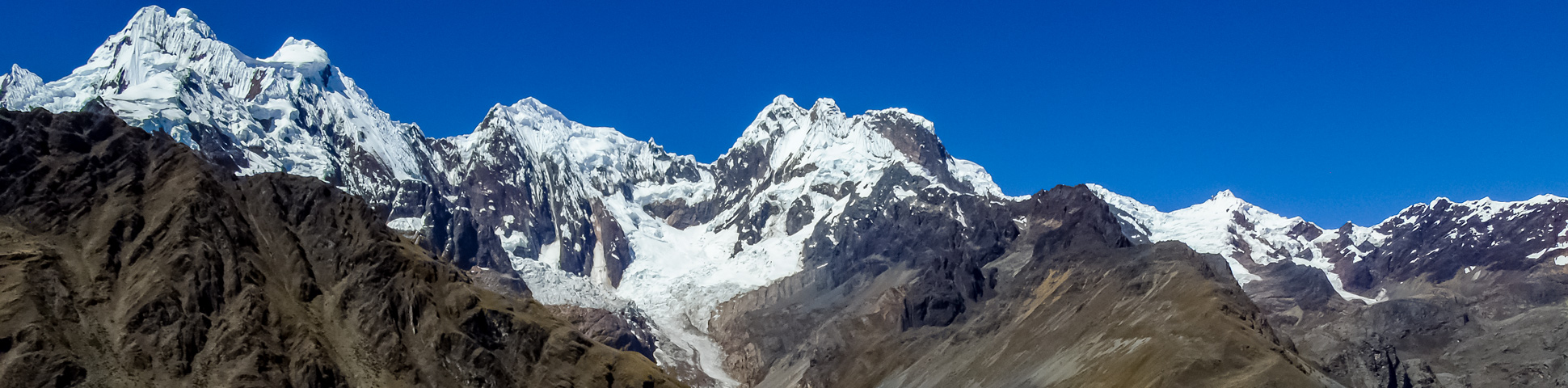 Panoramic view from Alpamayo to Pomabamba Trek