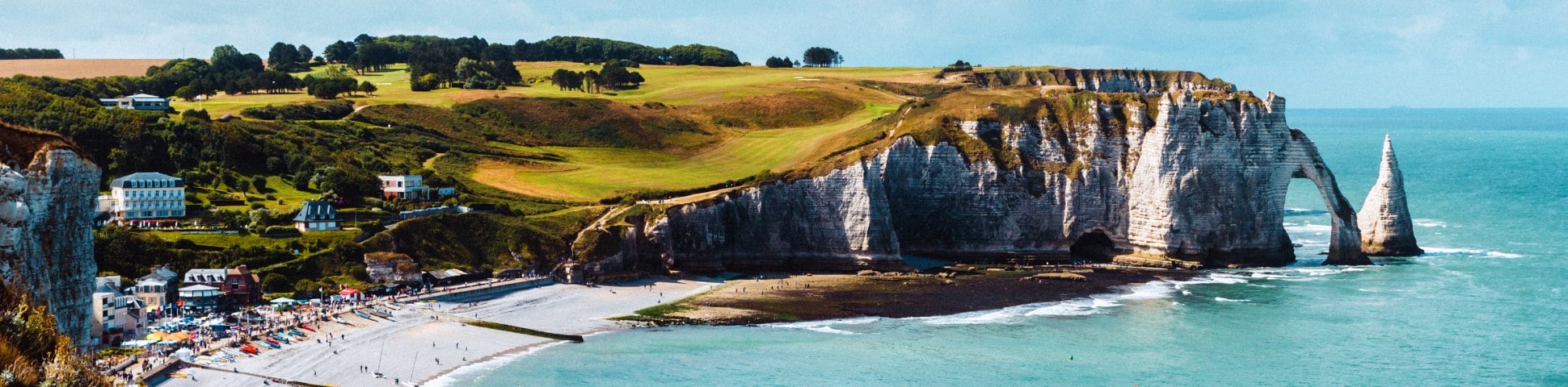 Small village near white cliffs at Northern France