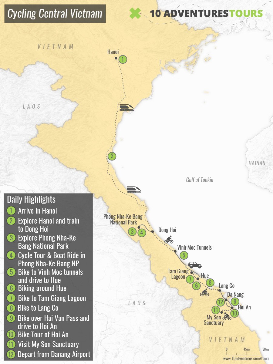 Map of Cycling Central Vietnam