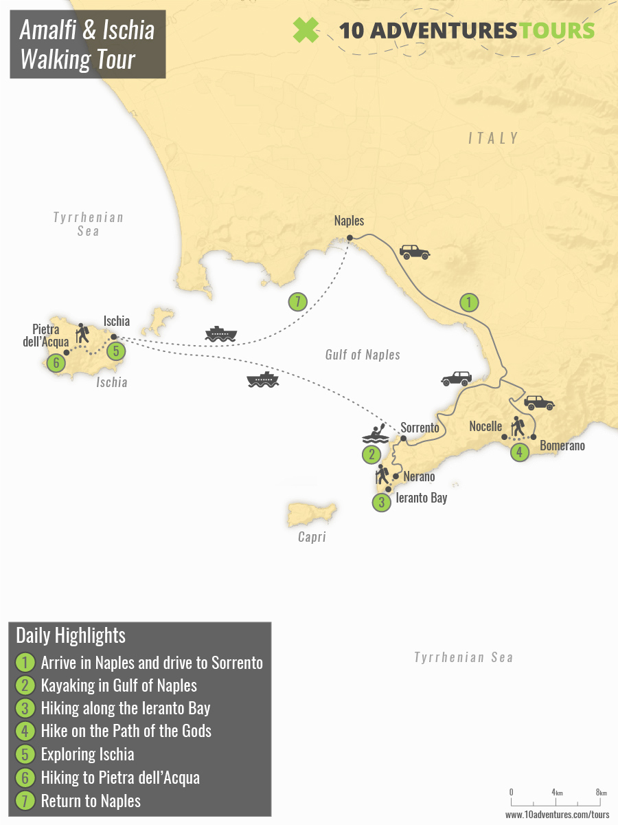 Map of Amalfi & Ischia Walking Tour