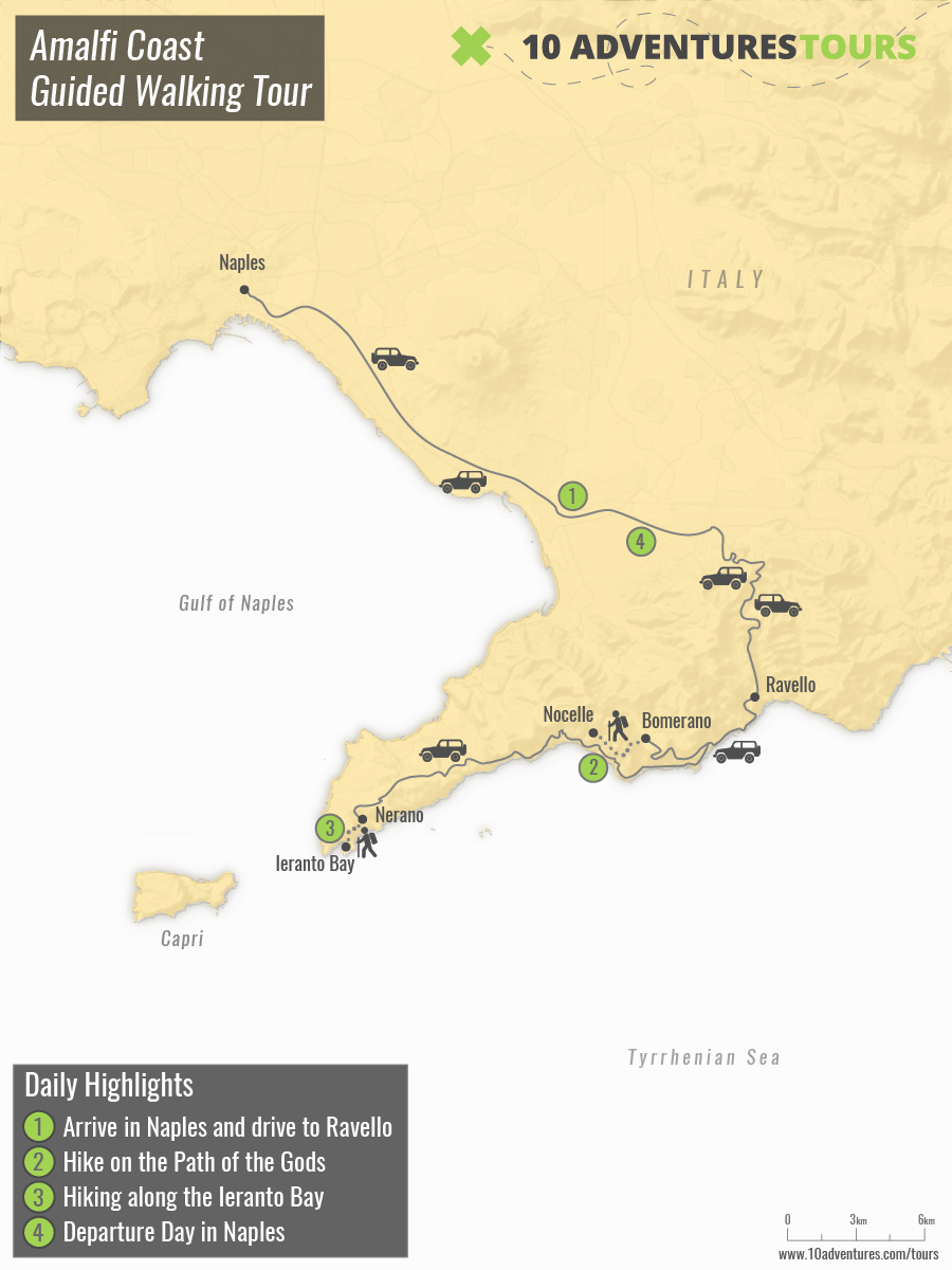 Map of Amalfi Coast Guided Walking Tour