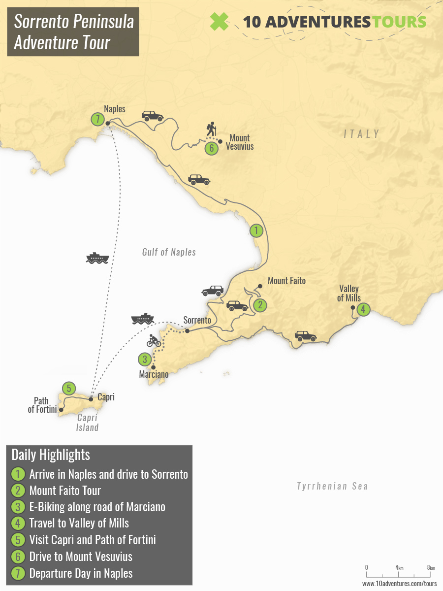 Map of Sorrento Peninsula Adventure Tour
