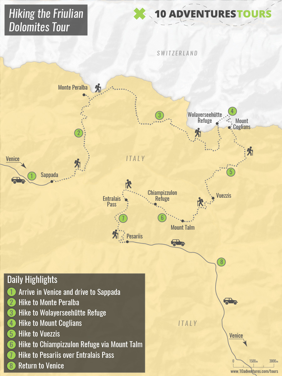 Map of Hiking the Friulian Dolomites Tour