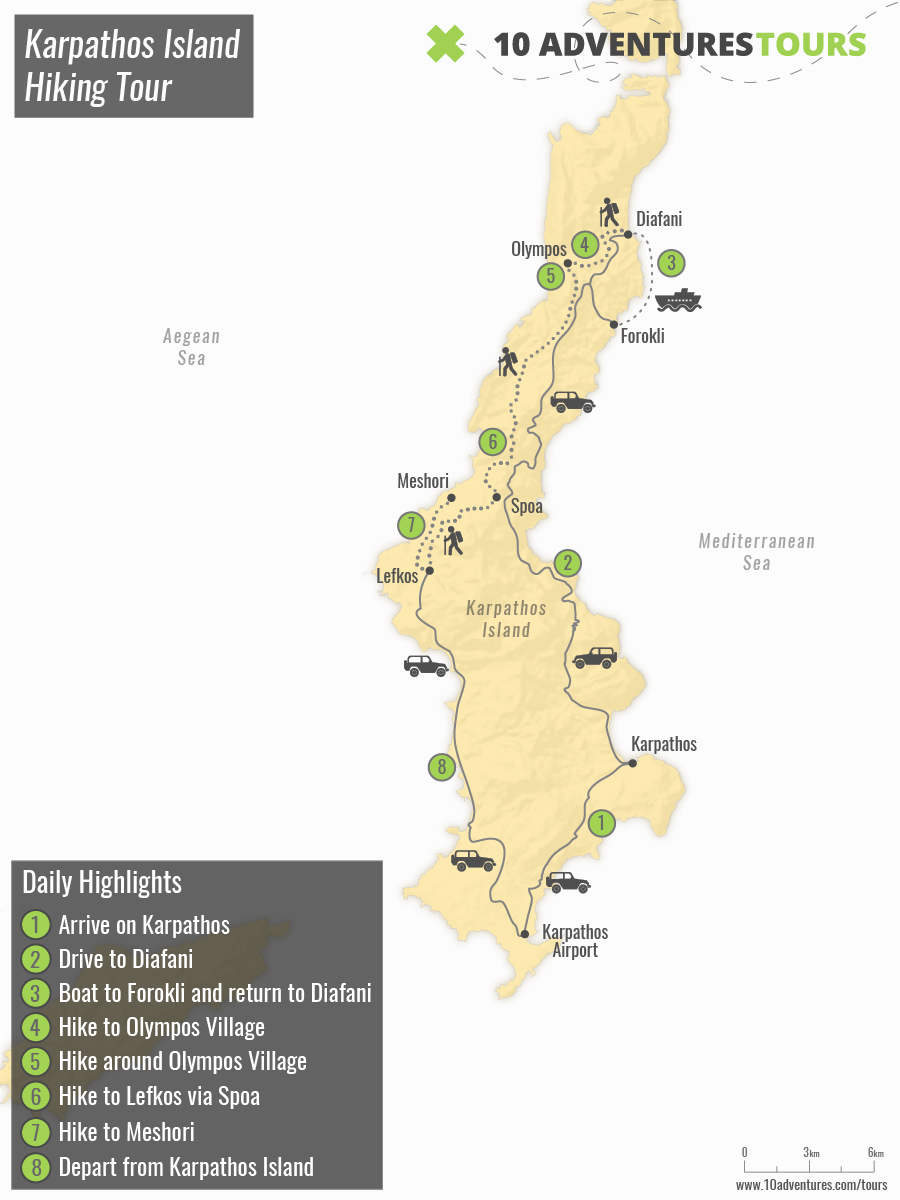 Map of Karpathos Island Hiking Tour