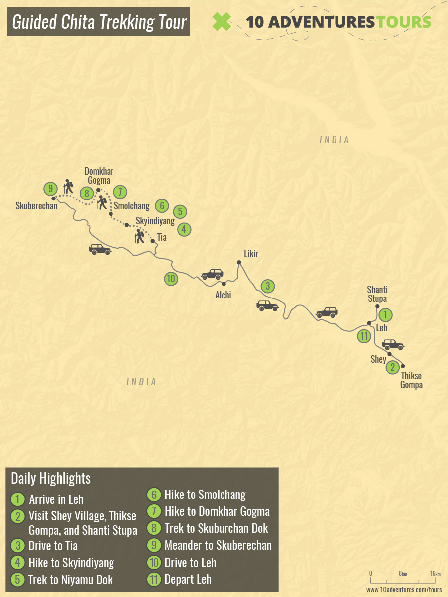 Map of Guided Chita Trekking Tour