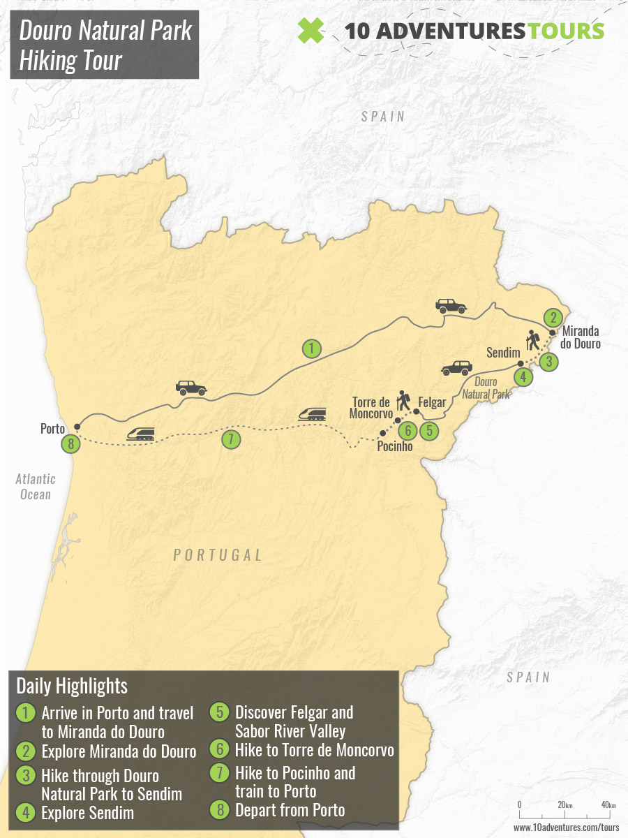 Map of Douro Natural Park Hiking Tour