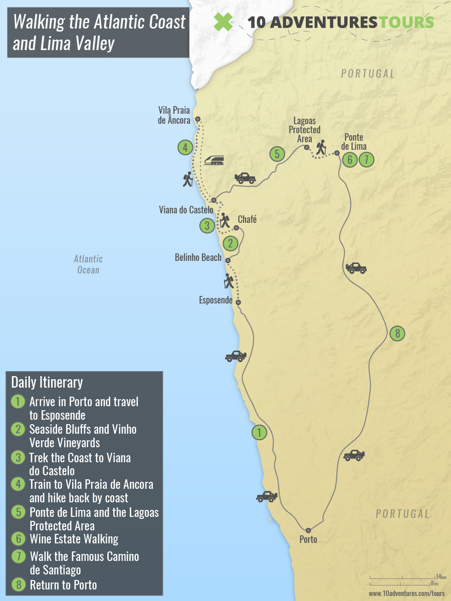 Map of Walking the Atlantic Coast and Lima