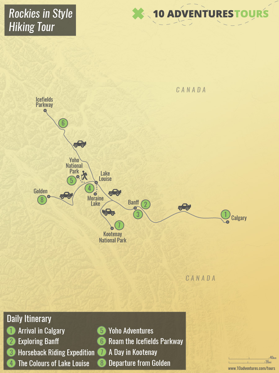 Map of Rockies in Style Hiking Tour
