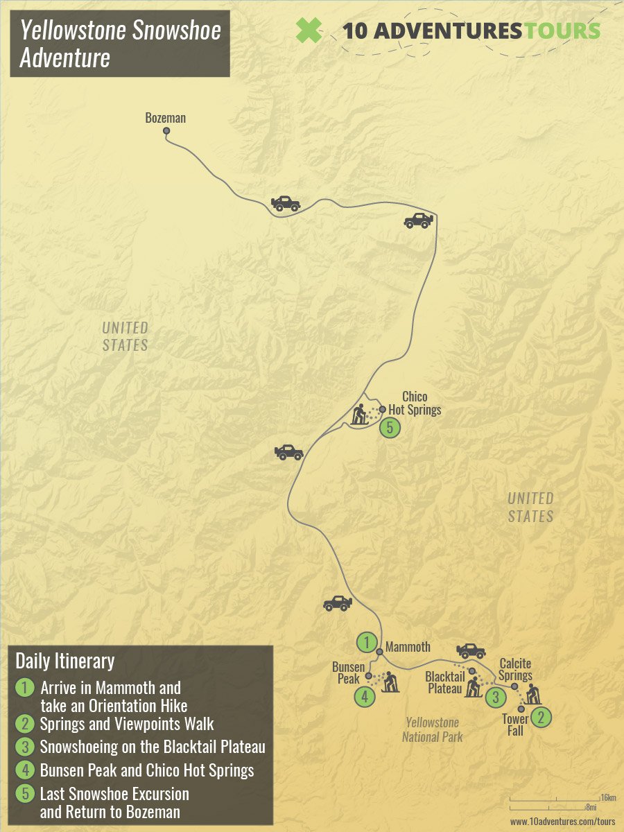 Map of Yellowstone Snowshoe Adventure