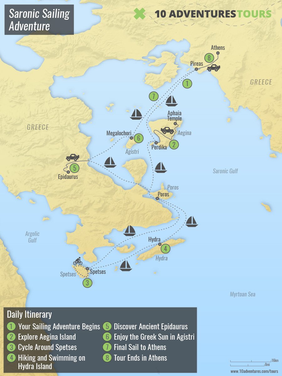 Map of Saronic Sailing Adventure