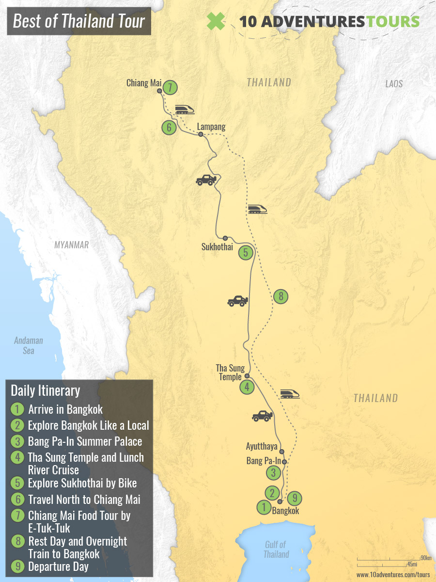 Map of Best of Thailand Tour