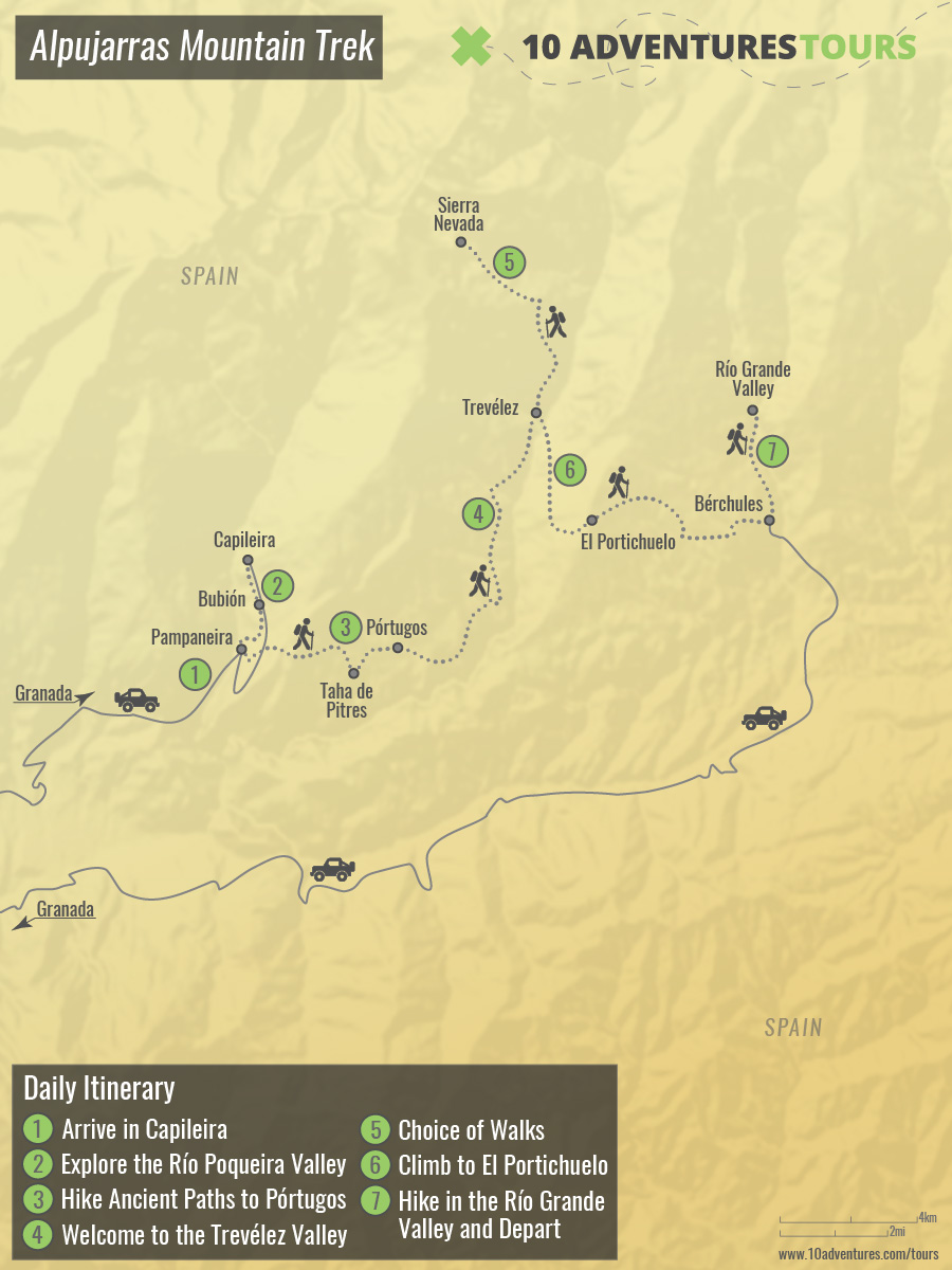 Alpujarras Mountain Trek Tour Map