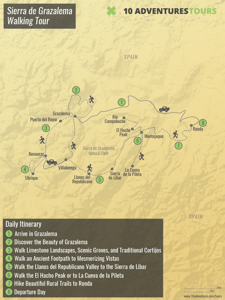 Map of Sierra de Grazalema Walking Tour
