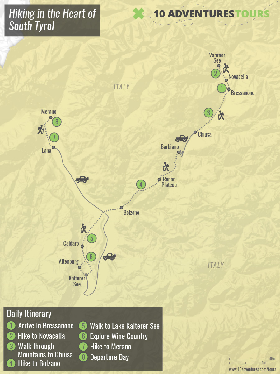 Map of Hiking in the Heart of South Tyrol