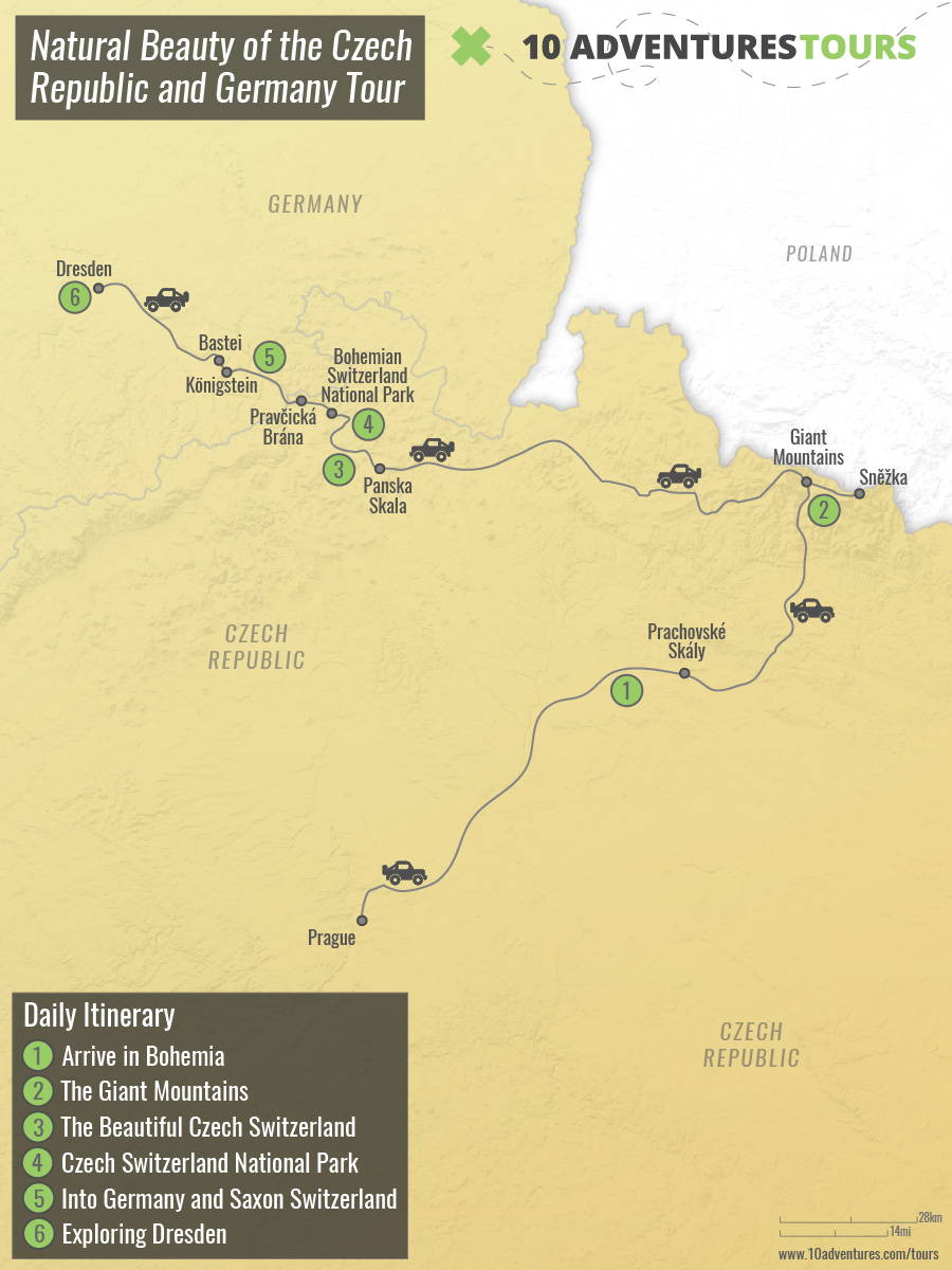 Map of Natural Beauty of the Czech Republic and Germany Tour