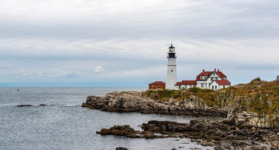 Beautiful coastal views and lighthouse in Maine (USA)