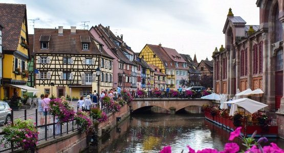 Colorful village in Alsace-Lorraine (France)