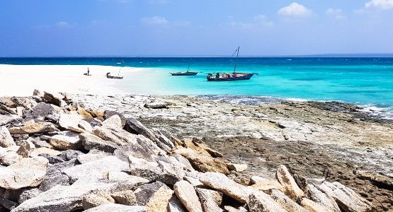 Two boats at beach in South Mozambique