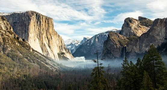 Yosemite valley view in California
