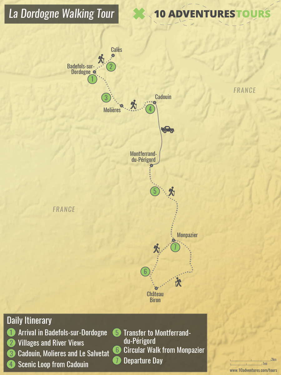 Map of La Dordogne Walking Tour