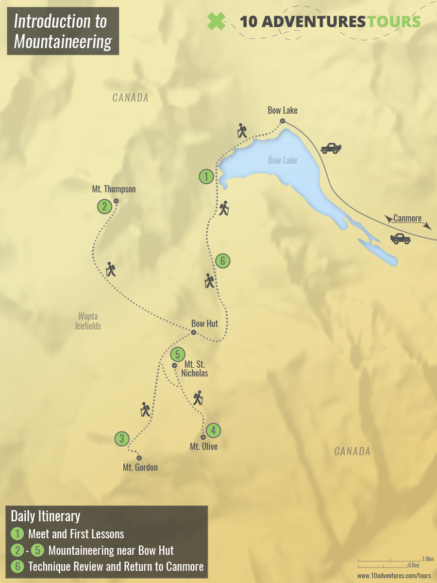 Map of Introduction to Mountaineering Tour
