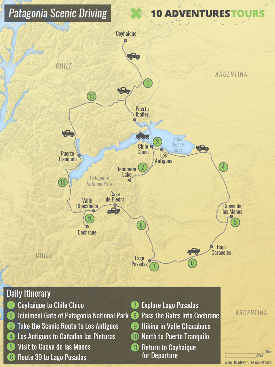 Map of Patagonia Scenic Driving Tour