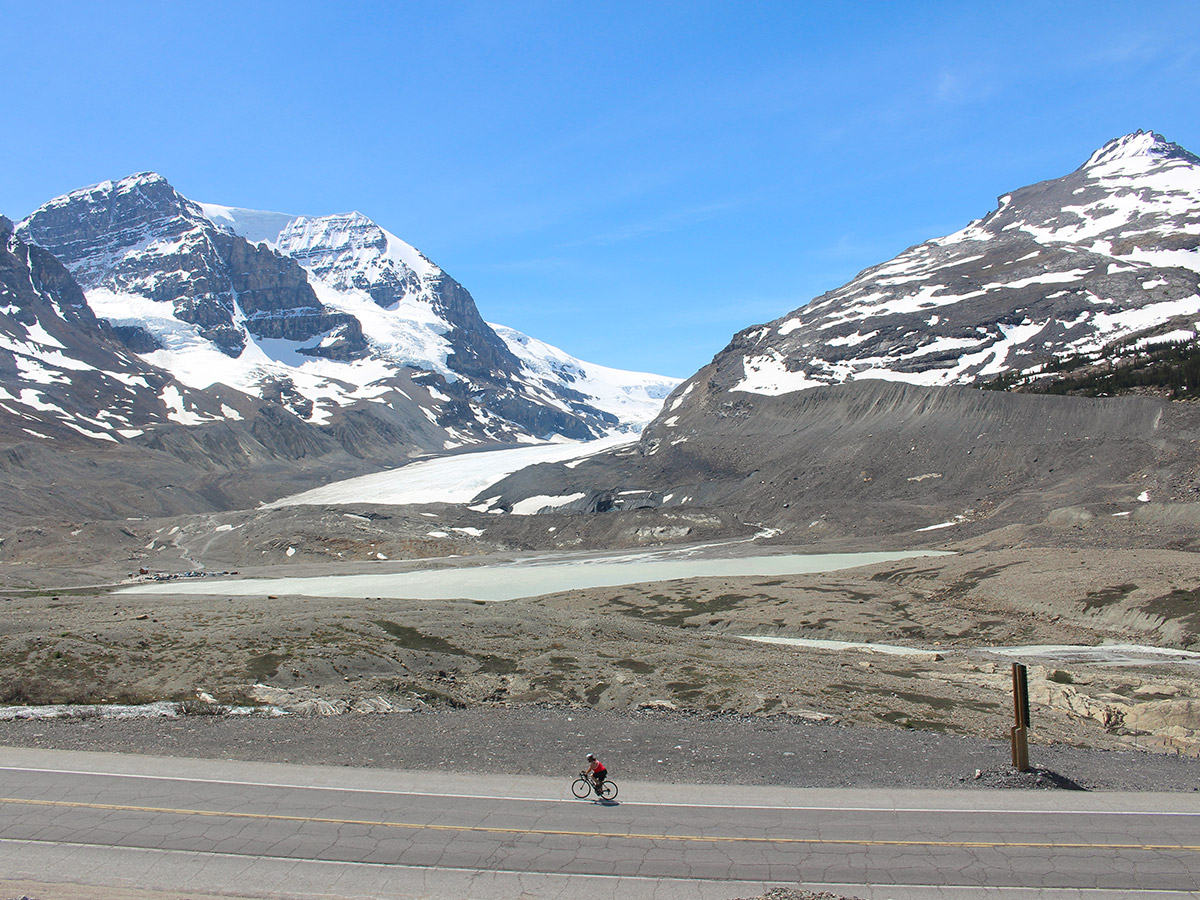 Great scenery surrounding guided cycling tour from Jasper to Banff in Canada