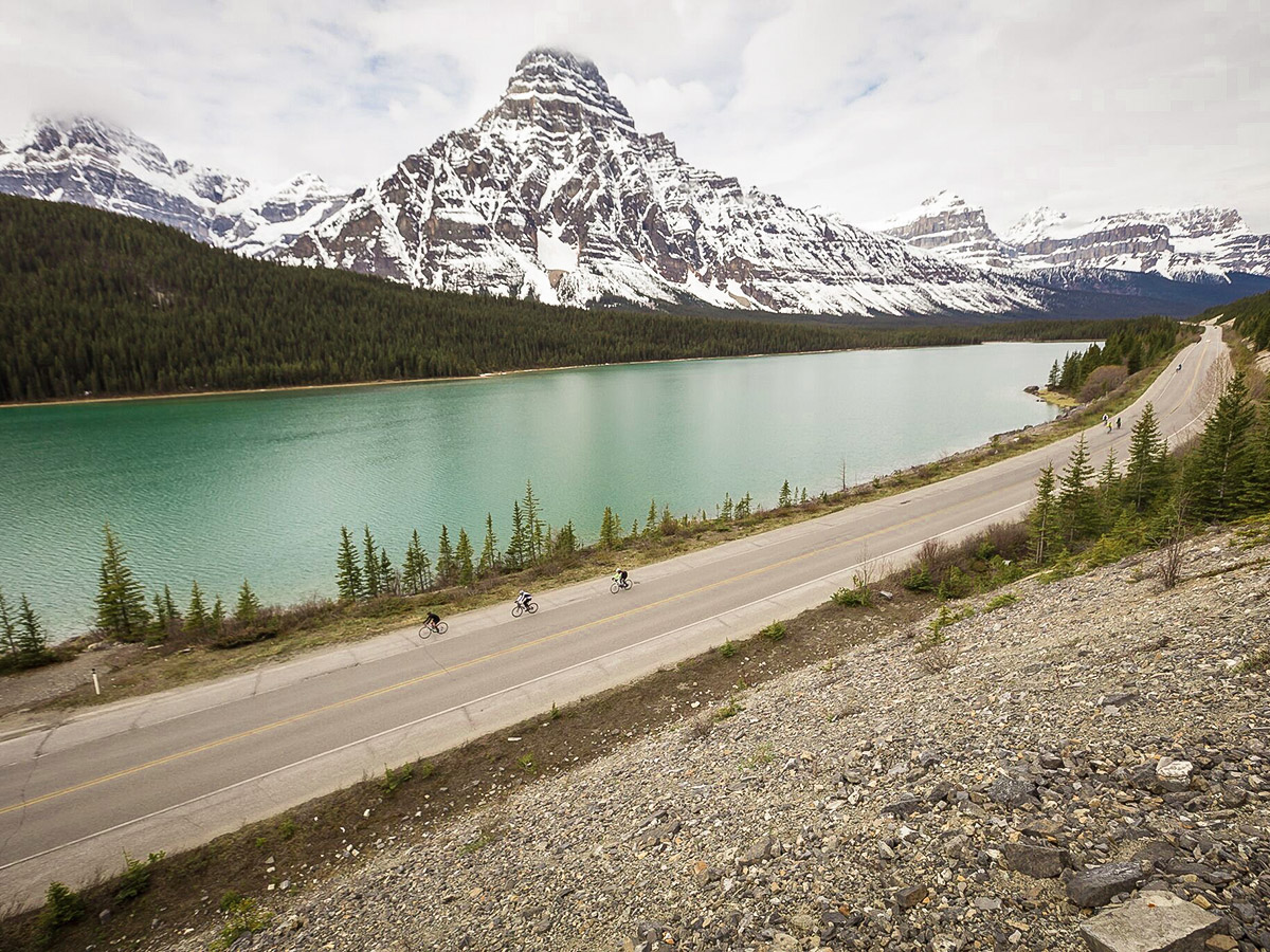 Icefields Parkway has some of the best views on guided cycling tour from Jasper to Banff in Canada