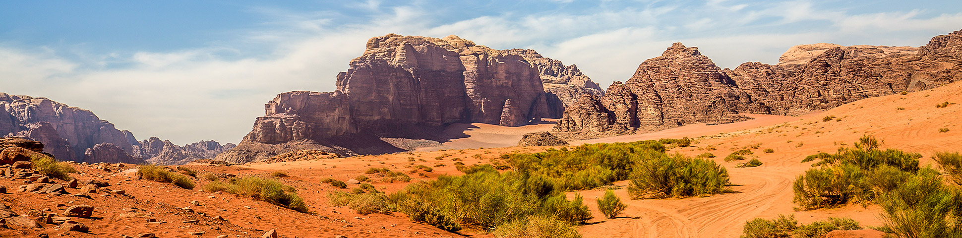 Beautiful panoramic view of Jordanian desert as seen on guided tour in Jordan