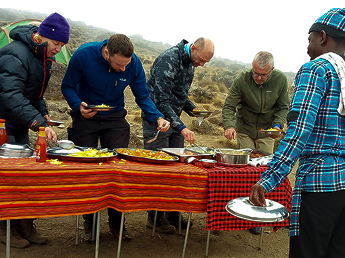 Lunch at Shira Camp on Kilimanjaro trek on Machame Route in Tanzania