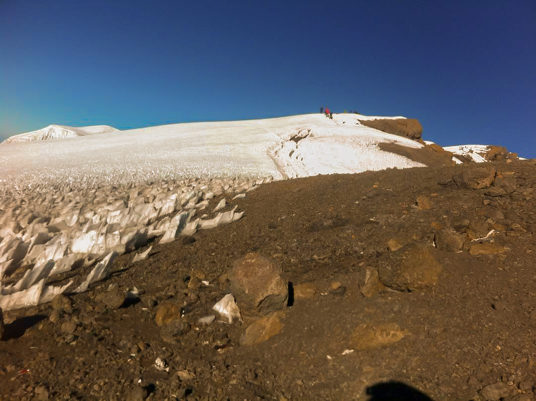 View from Stella Point on guided Kilimanjaro trek on Machame Route in Tanzania