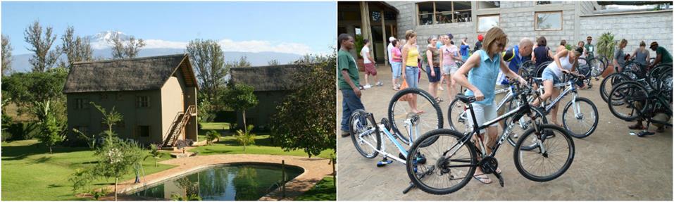 Preparing for biking tour of guided Kilimanjaro to Ngorongoro Cycling Tour