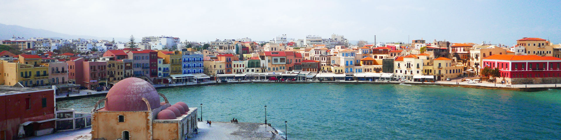 Panoramic view of Cretan village on guided trek in the White Mountains of Crete, Greece