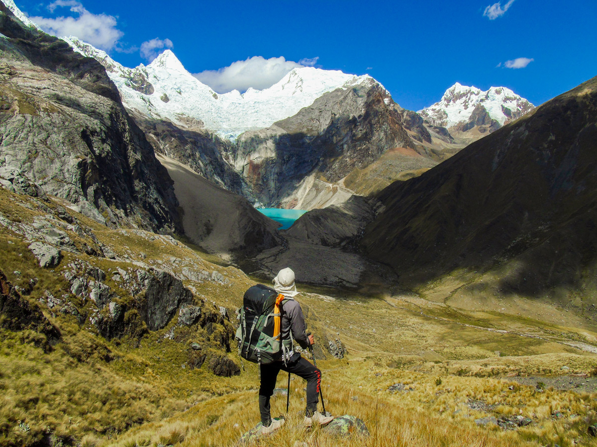 Small lake along the trail of Alpamayo to Pomabamba trek in Peru