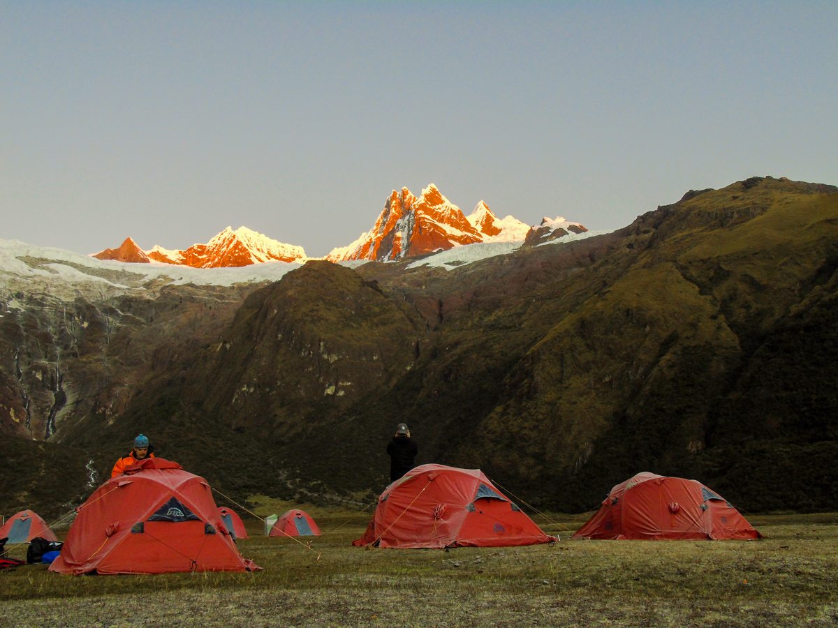 Camping on Alpamayo to Pomabamba trek in Peru