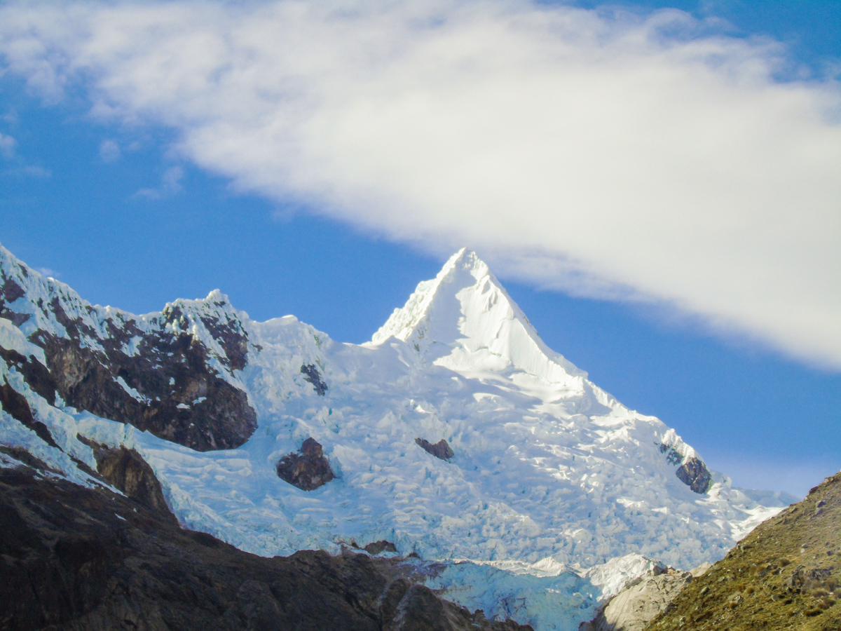 Snowy peak on Alpamayo to Pomabamba trek in Peru