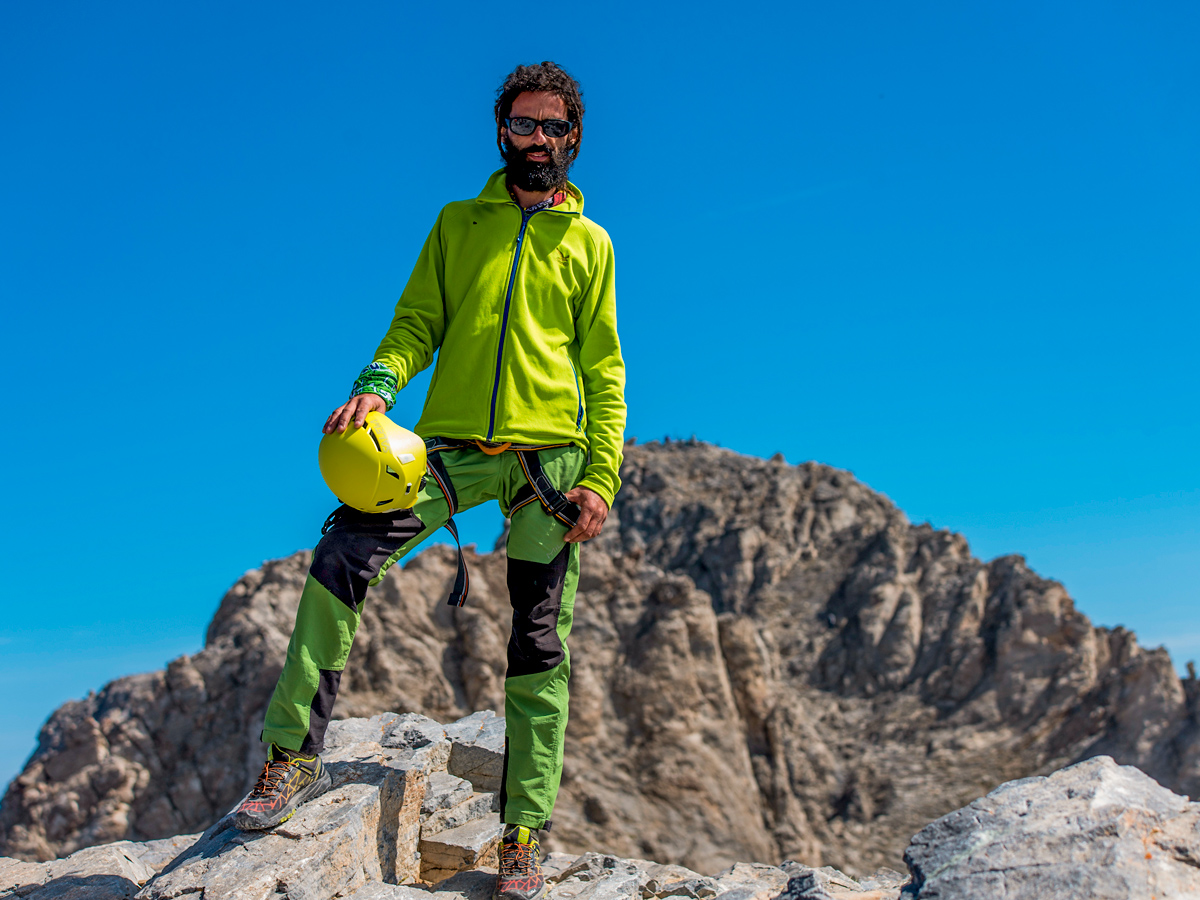 Hiker on Mt Olympus on guided climb to Mount Olympus, Greece