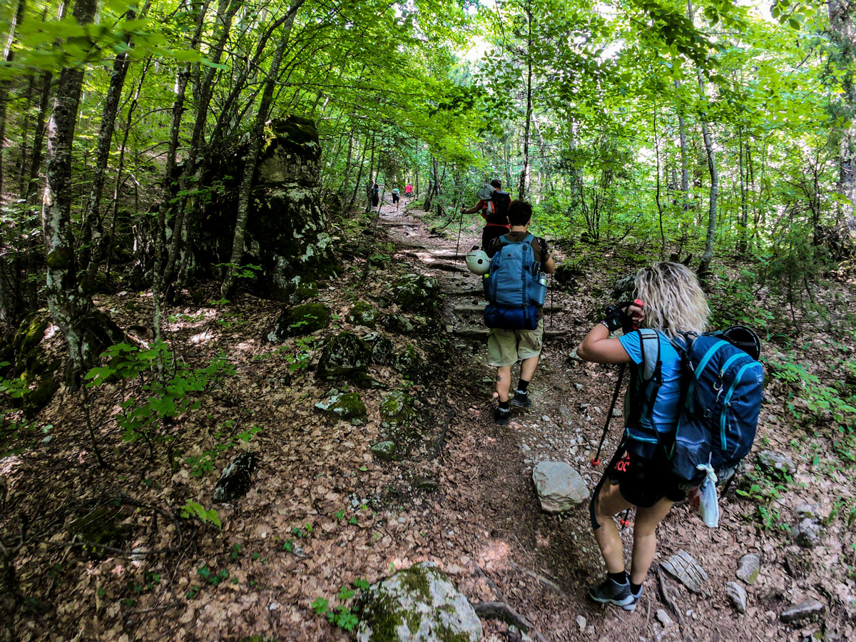 Hikers on guided climb to Mount Olympus, Greece