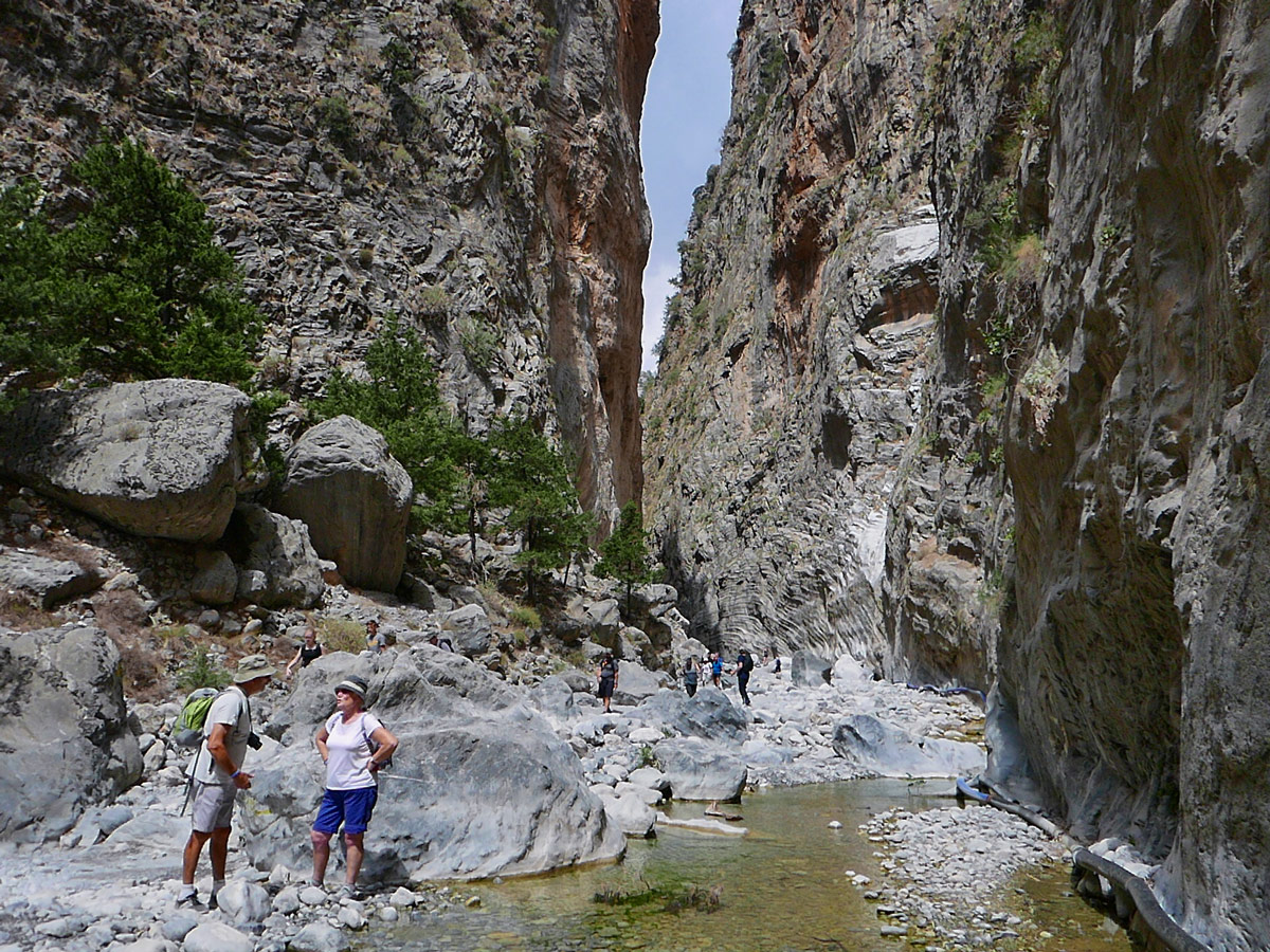 Gorge hike on guided trek in the White Mountains of Crete, Greece