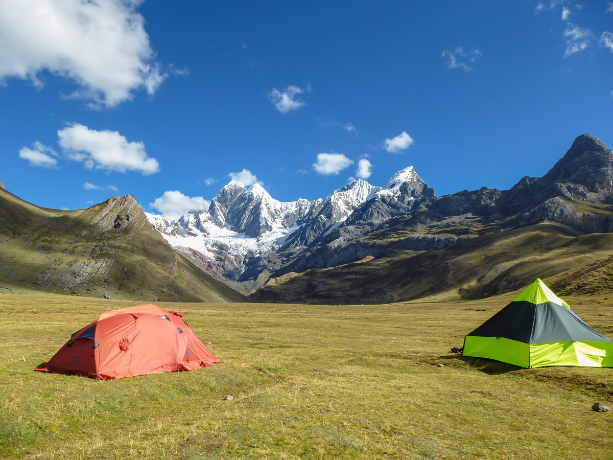 Campsites on Huayhuash circuit trek, Peru